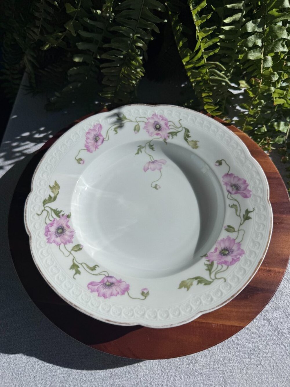 Rosenthal Carmen Soup Plate – White Porcelain with Purple Floral Design